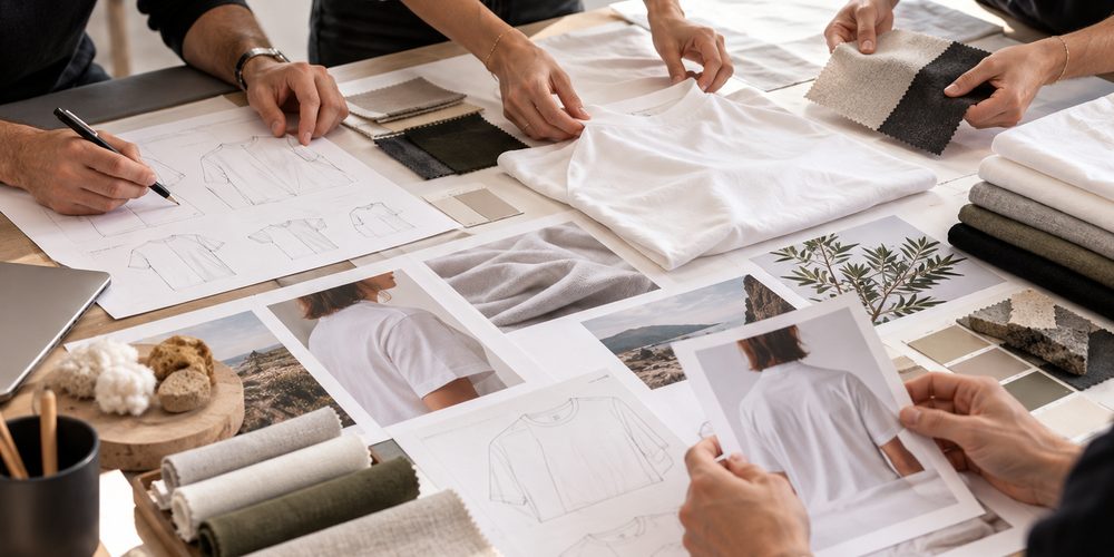 Atelier de co-création : croquis, tissus et t-shirts